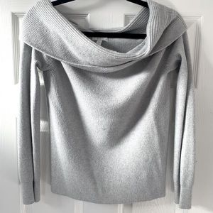 Leith Off the Shoulder Sweater- Gray